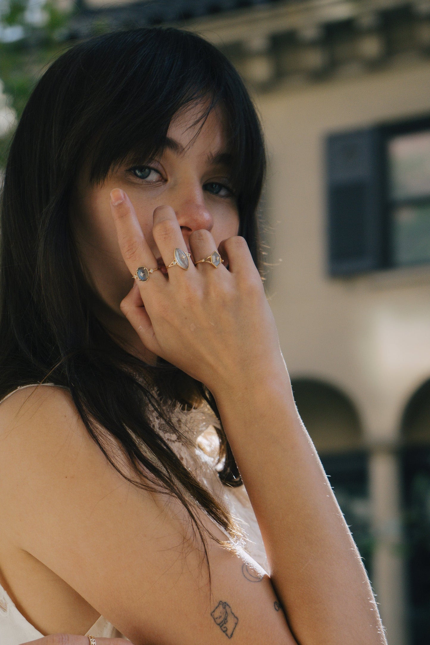 Flashy Oval Cut Labradorite Ring