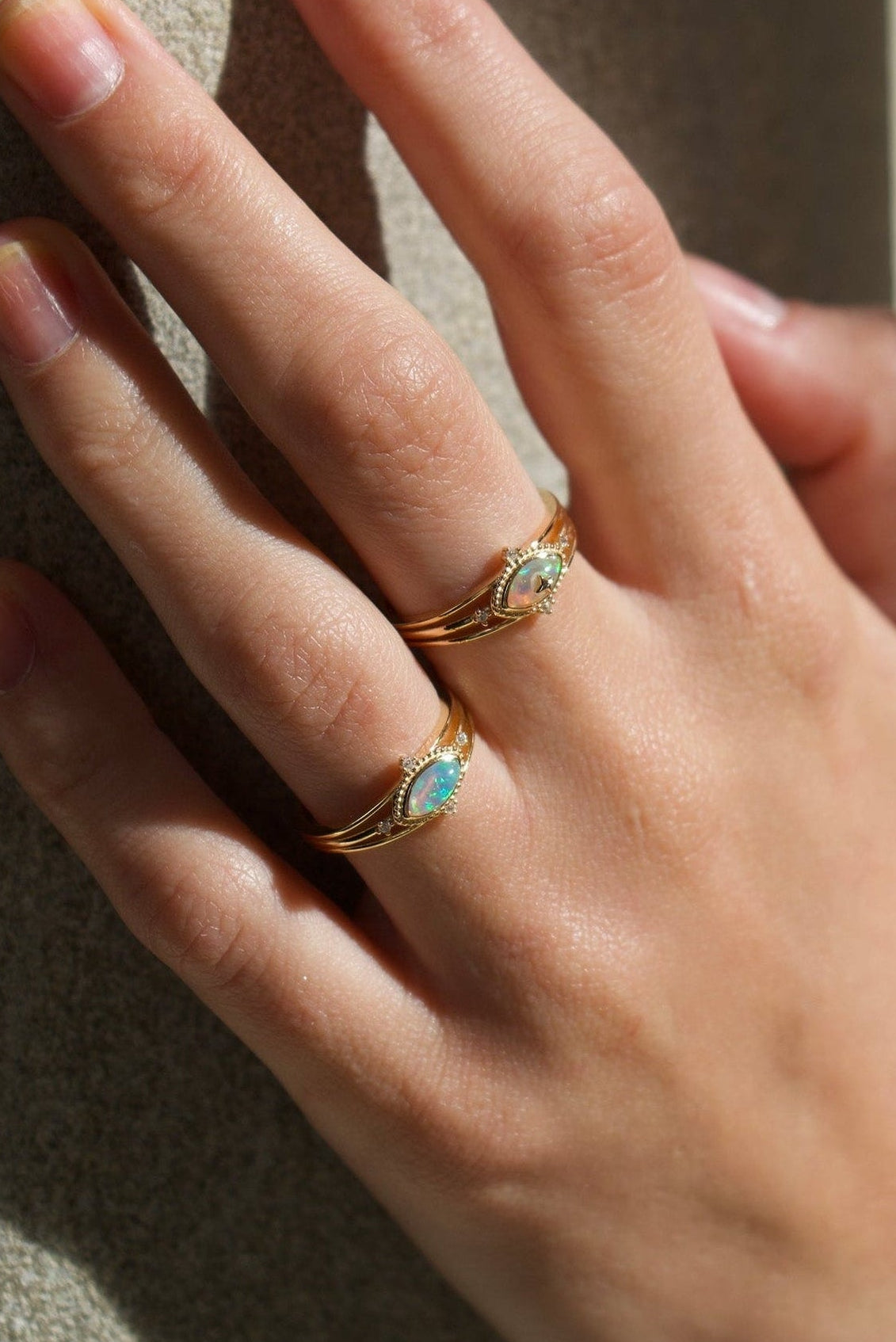 Luna Halo Opal Ring
