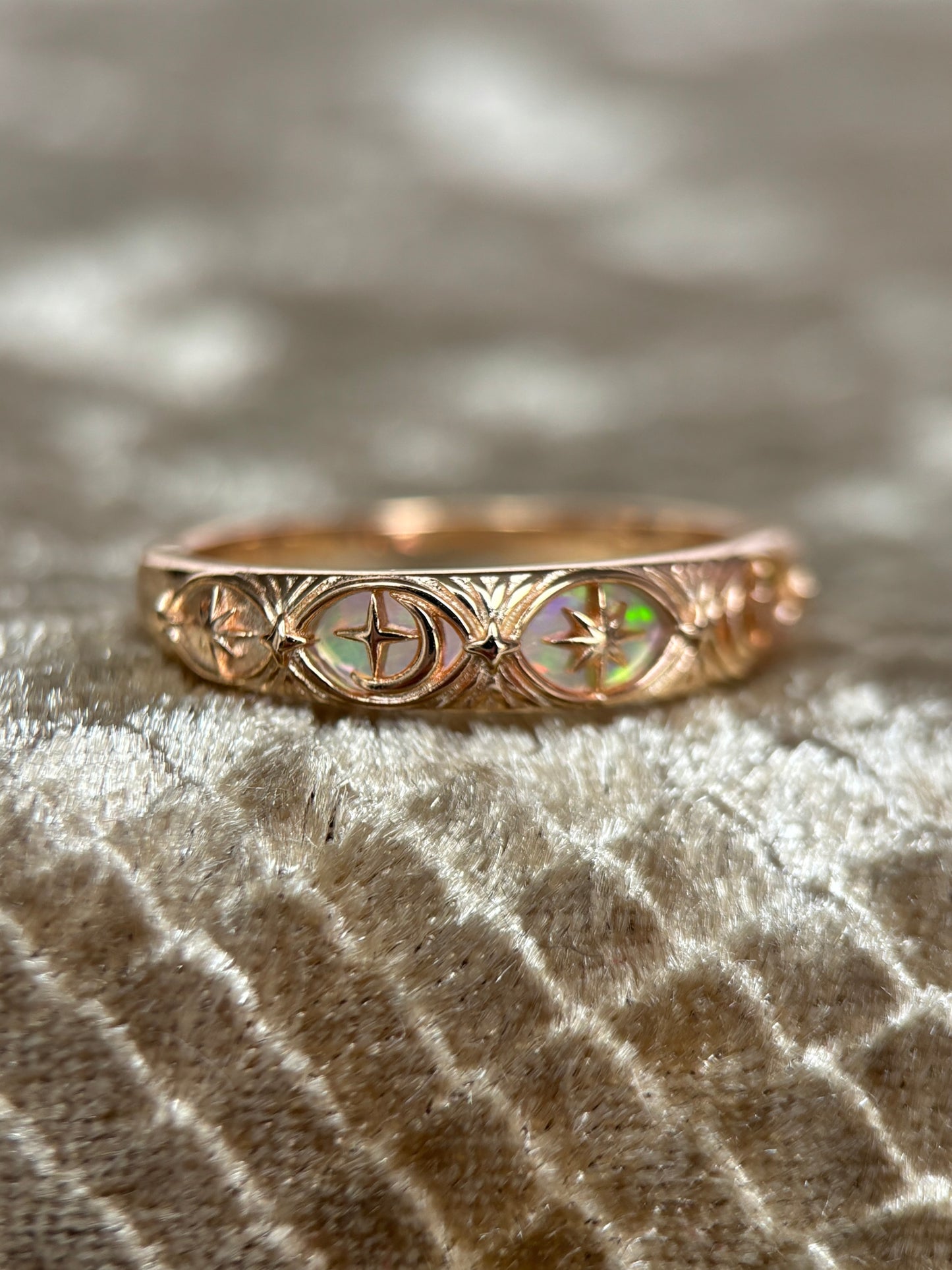 Solstice Fire Opal Gold Band