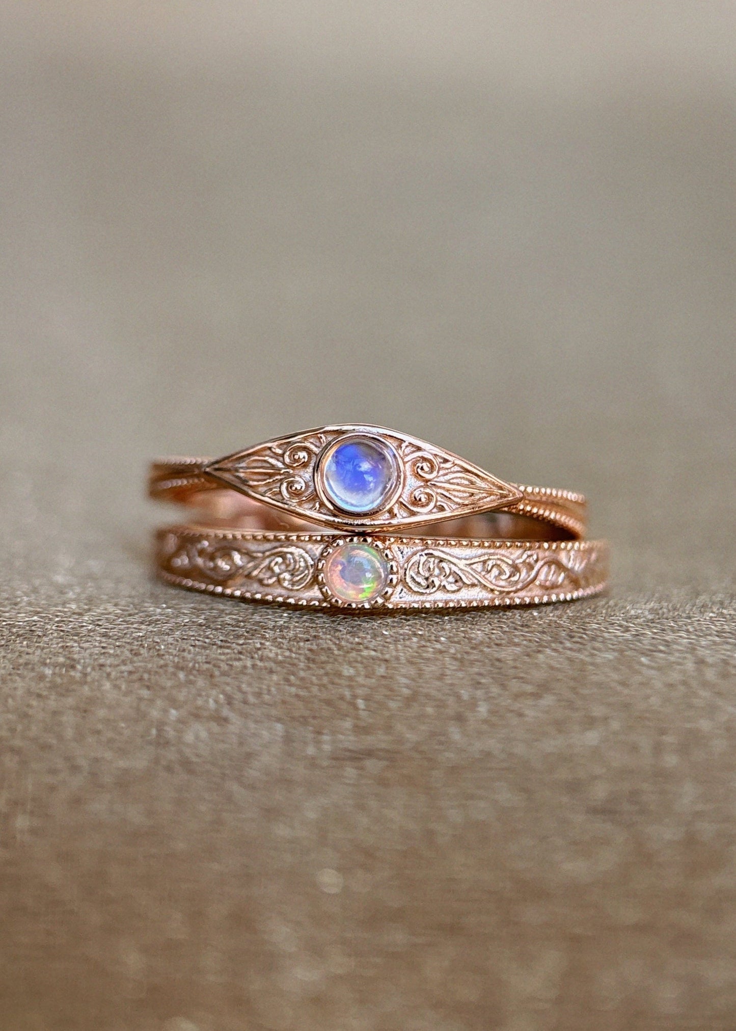 Rainbow Moonstone Ring