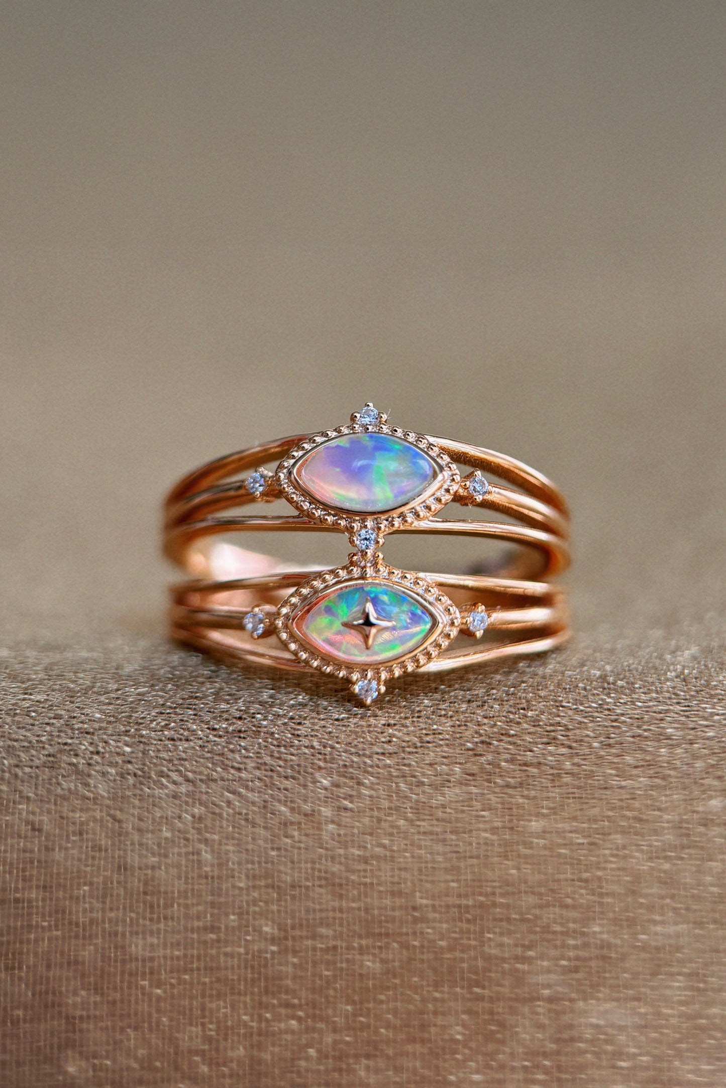 Luna Halo Opal Ring