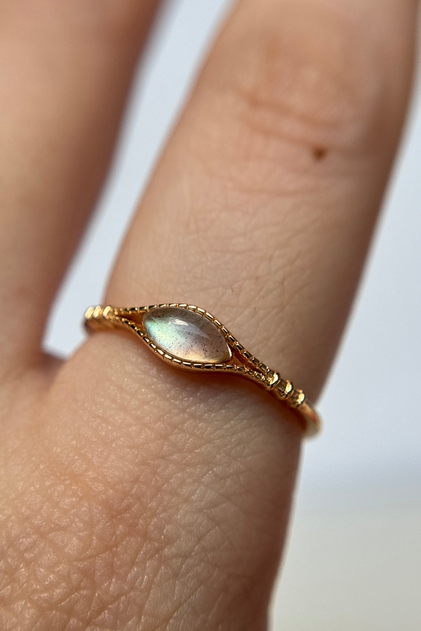 Starlit Dew Labradorite Ring