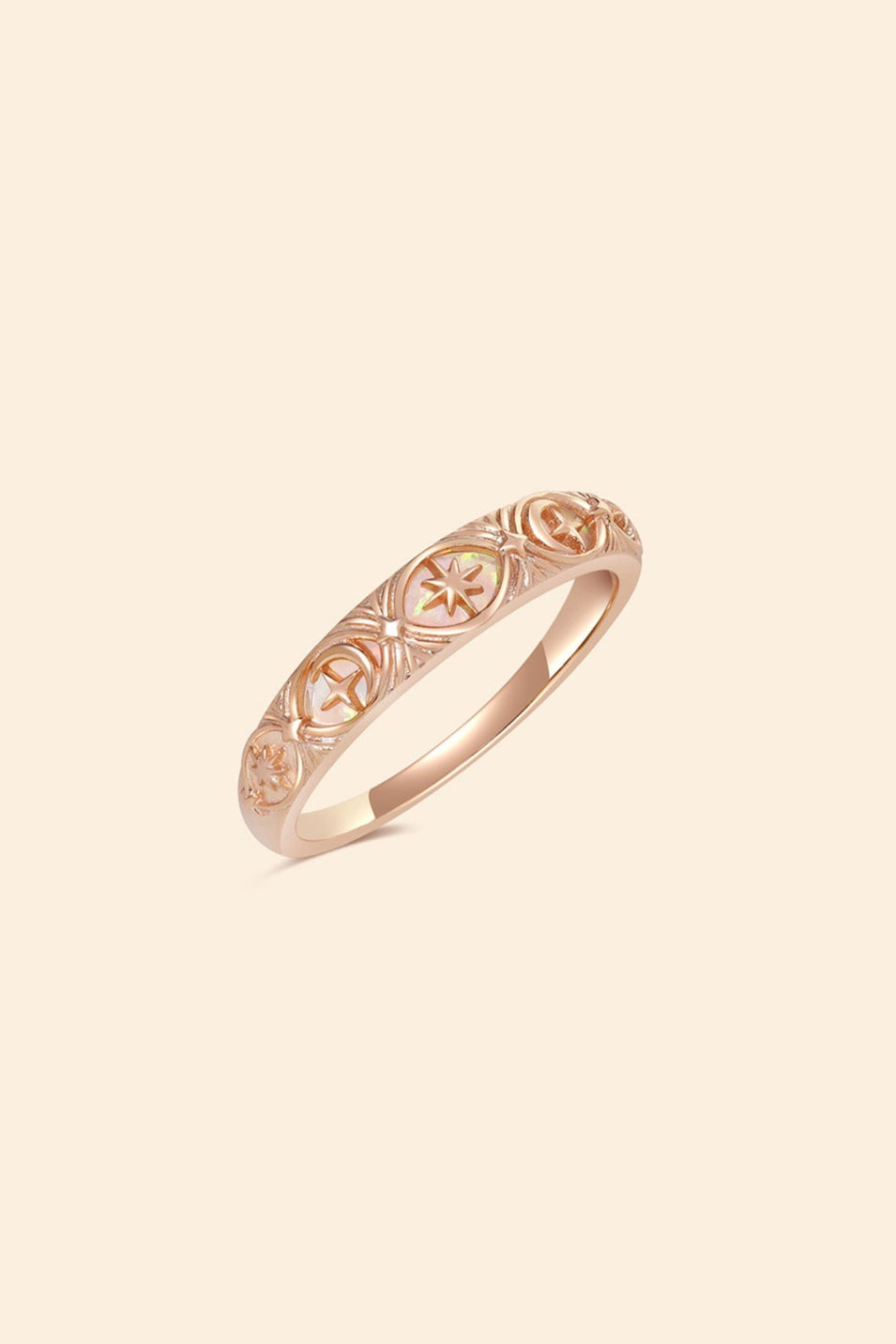 Solstice Fire Opal Gold Band