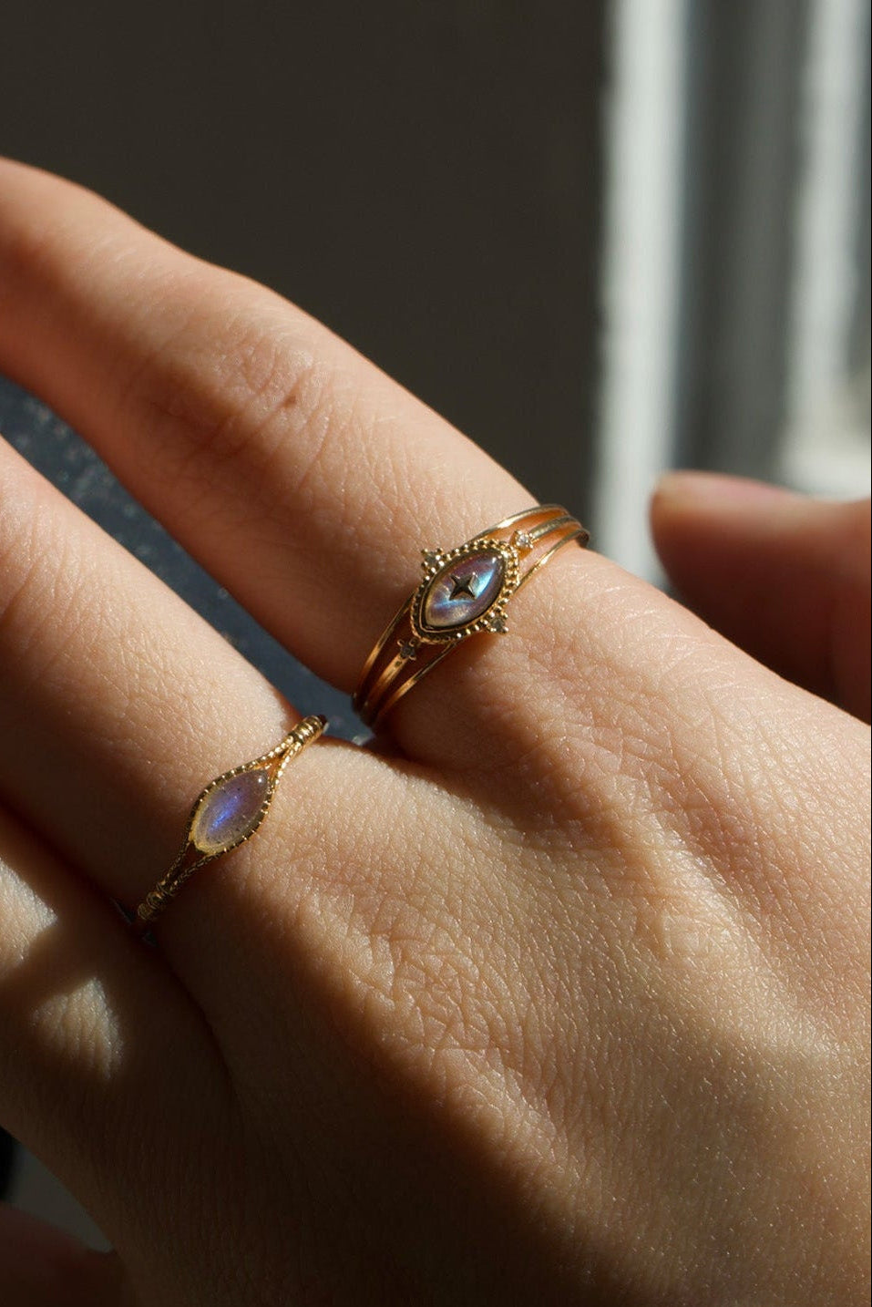 Luna Halo Labradorite Ring