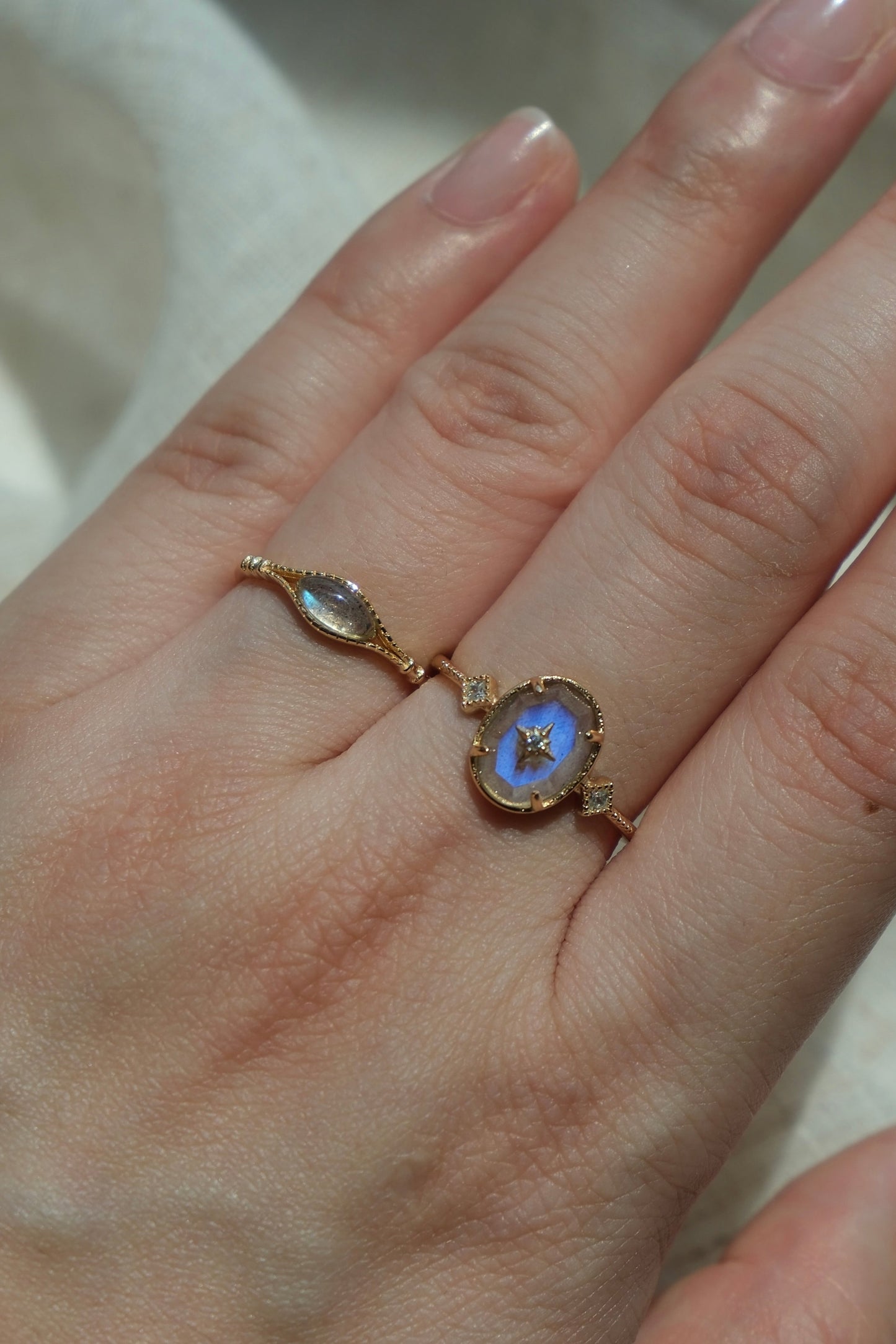 Starlit Dew Labradorite Ring