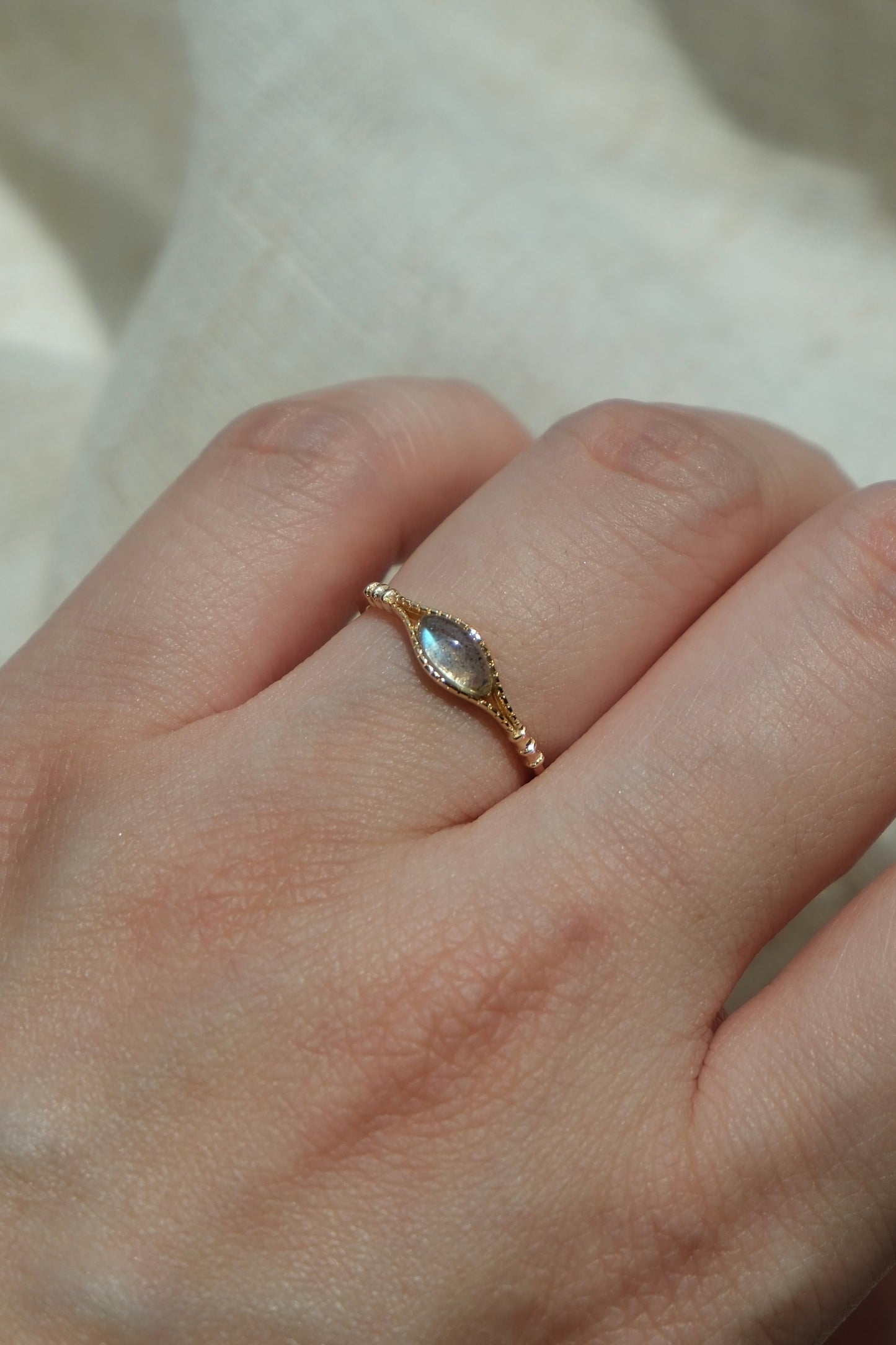 Starlit Dew Labradorite Ring