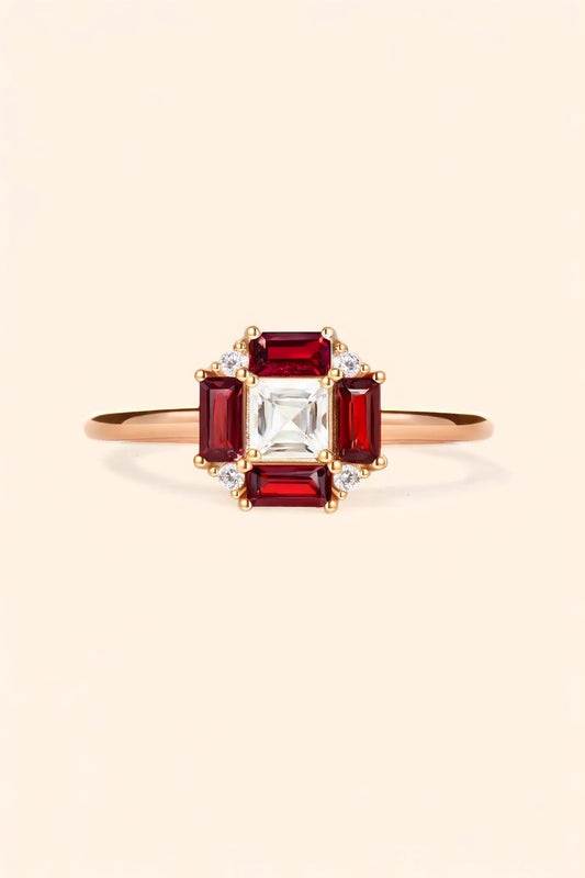Gold Vermeil Deco Garnet Ring