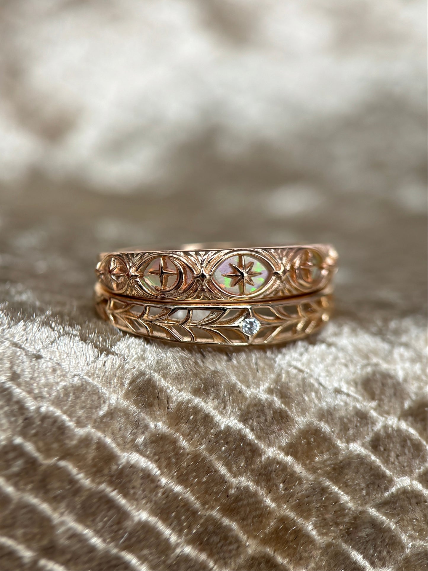 Solstice Fire Opal Gold Band