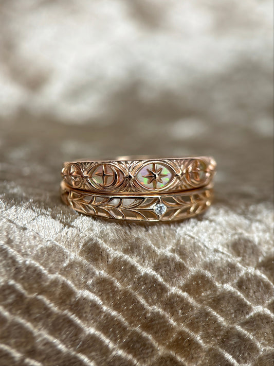 Solstice Fire Opal Gold Band