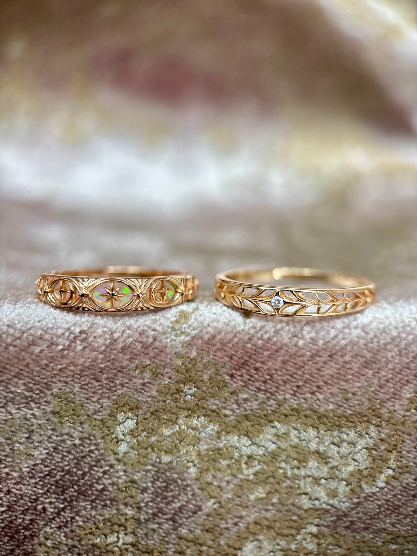 Solstice Fire Opal Gold Band