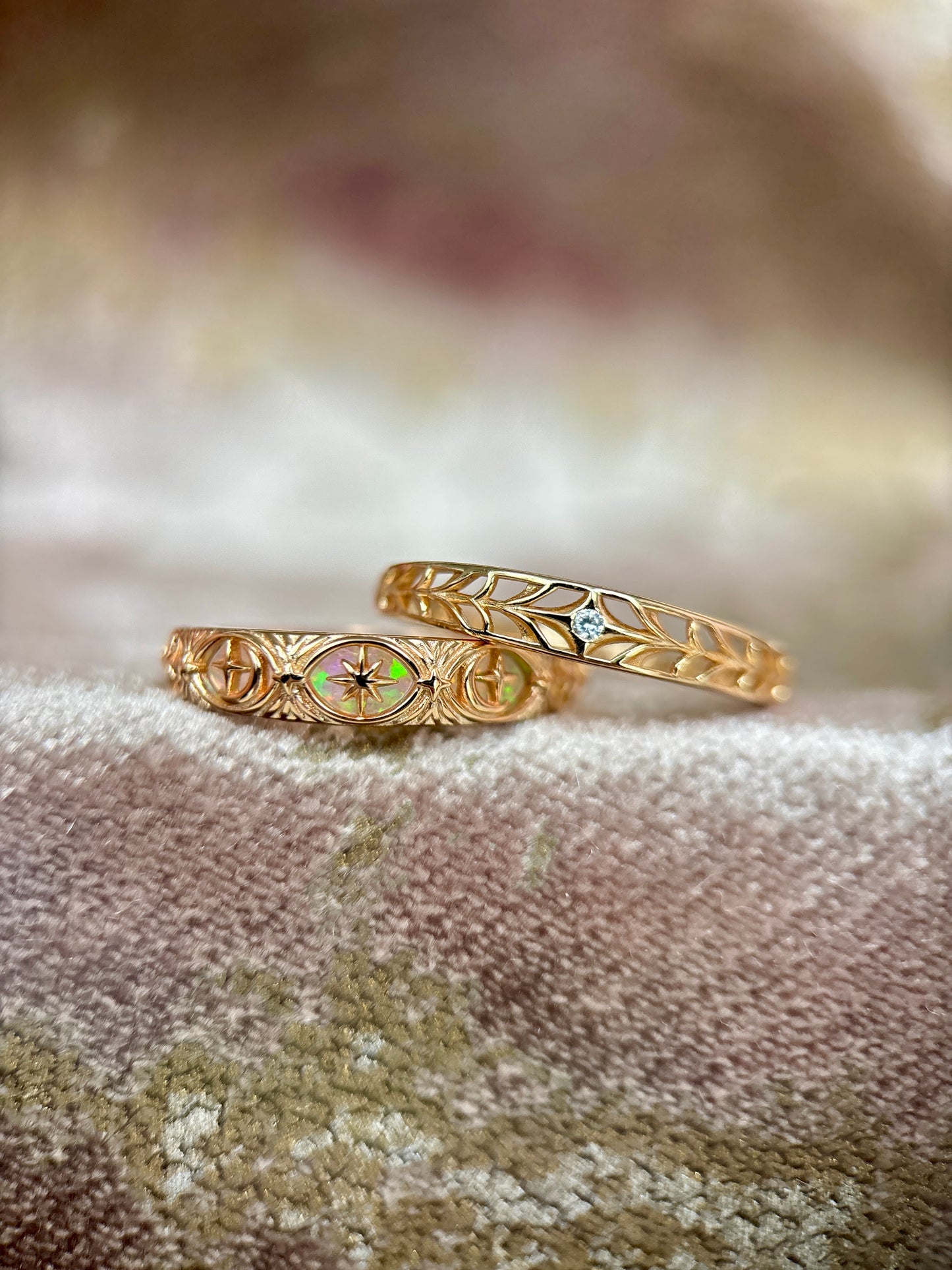 Solstice Fire Opal Gold Band