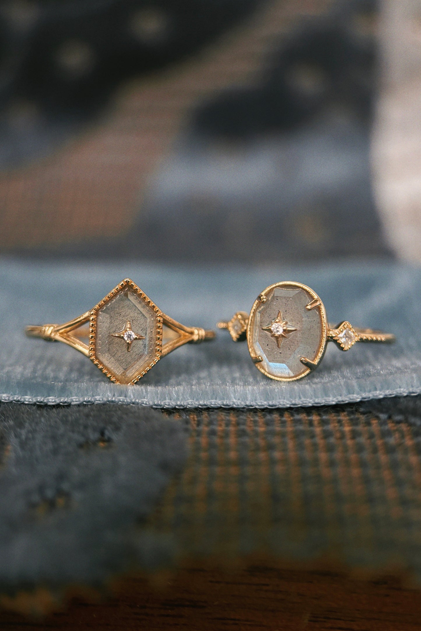 Flashy Oval Cut Labradorite Ring