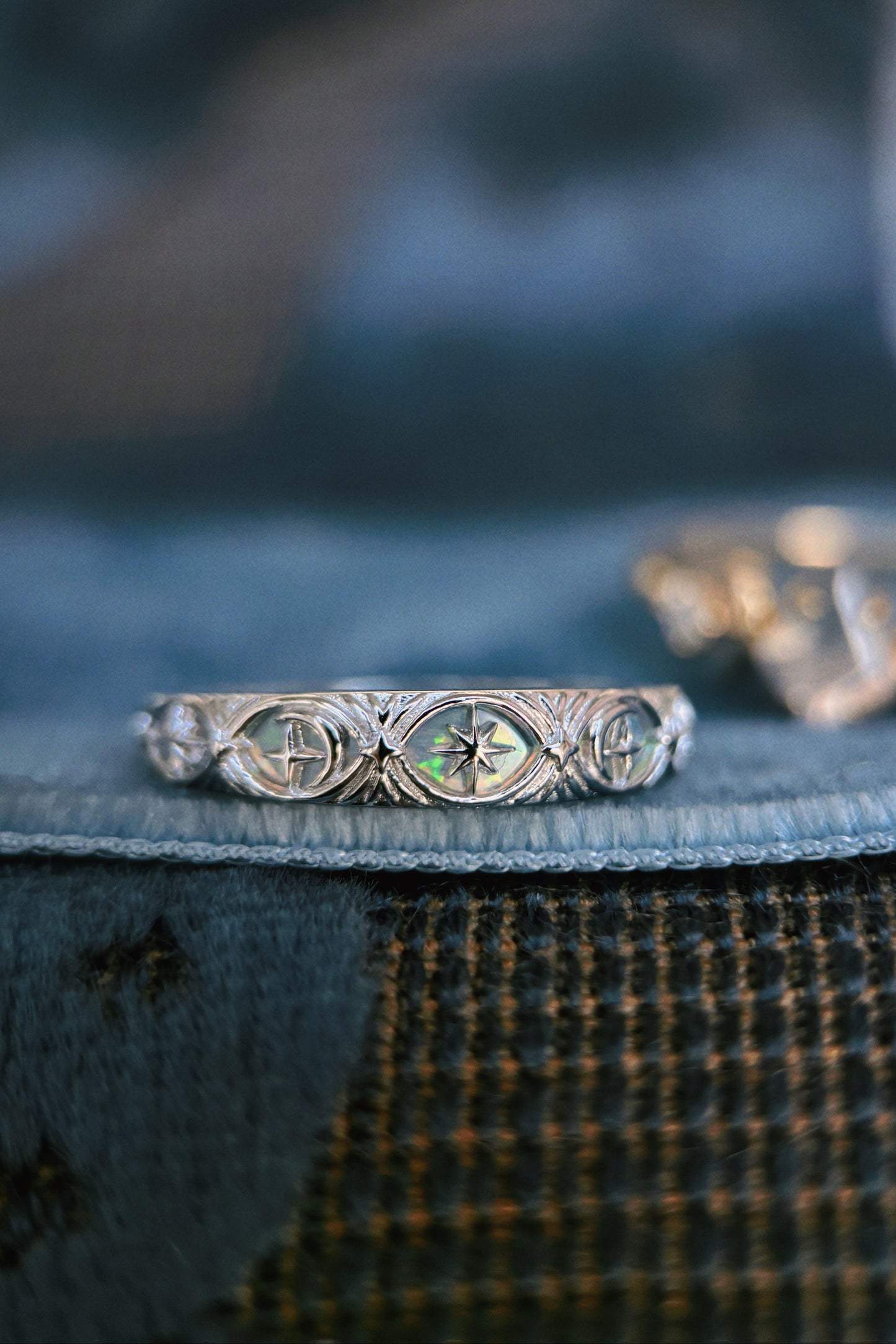 Solstice Fire Opal Gold Band