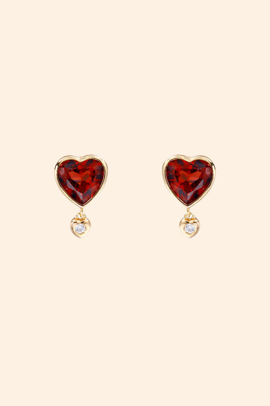 Parisian Garnet Heart Studs