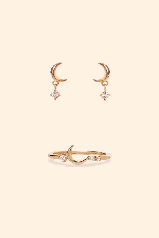 Gold Vermeil Crescent Moon Set