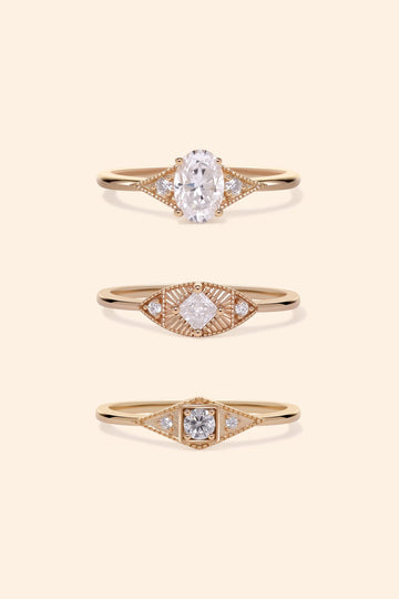The Art Deco Moissanite Ring Set