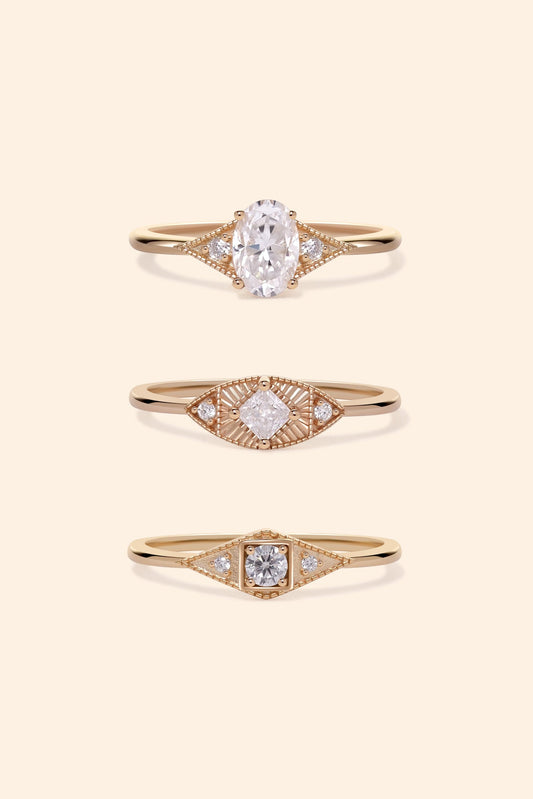 The Art Deco Moissanite Ring Set