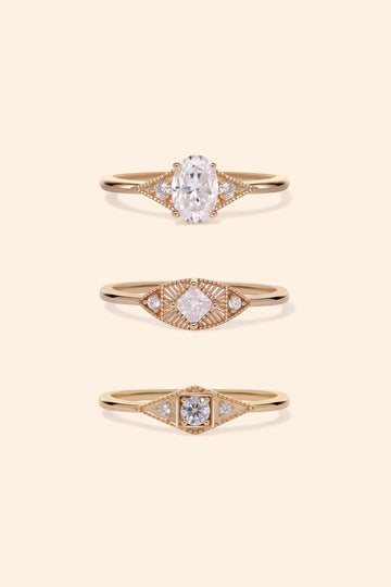 The Art Deco Moissanite Ring Set