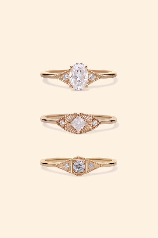 The Art Deco Moissanite Ring Set