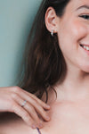 Hand-made silver star band with Crescent Moon and North Star motifs, celestial-inspired wedding or stacking ring by LIRAE.
