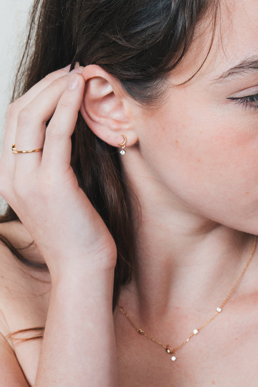 Gold Vermeil Crescent Moon Set