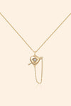 Cupid Heart Gold Star Charm Necklace