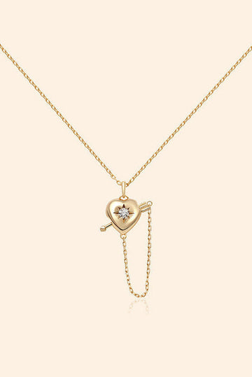 Cupid Heart Gold Star Charm Necklace