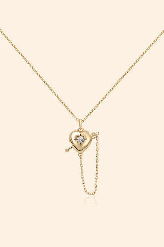 Cupid Heart Gold Star Charm Necklace