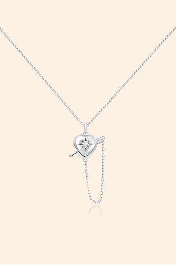 Cupid Heart Silver Star Charm Necklace