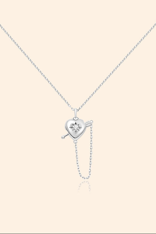 Cupid Heart Silver Star Charm Necklace