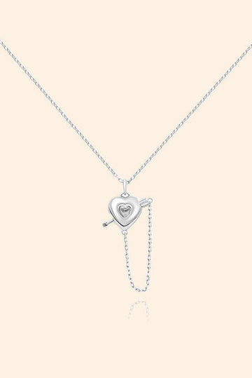 Cupid Heart Silver Heart Charm Necklace