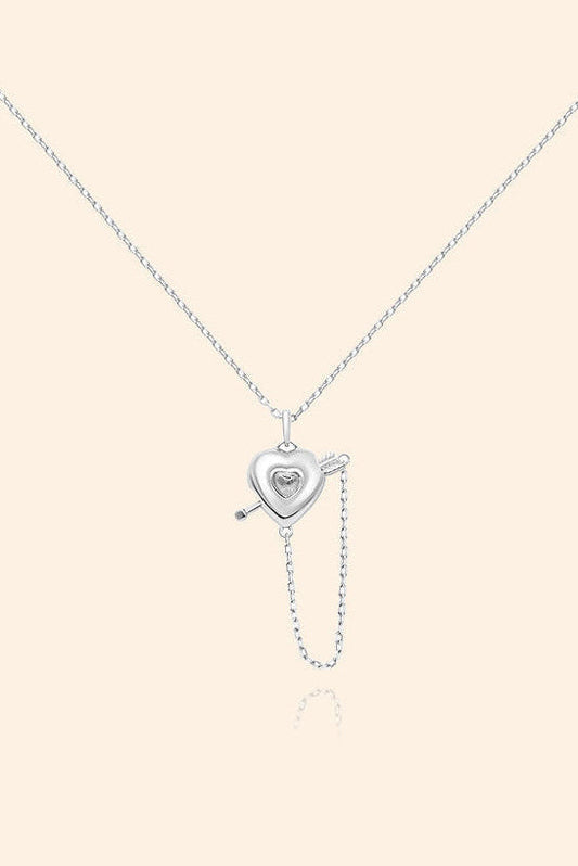 Cupid Heart Silver Heart Charm Necklace