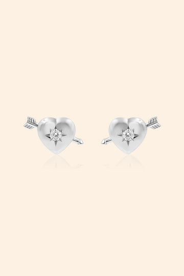 Cupid Heart Silver Stud Earrings