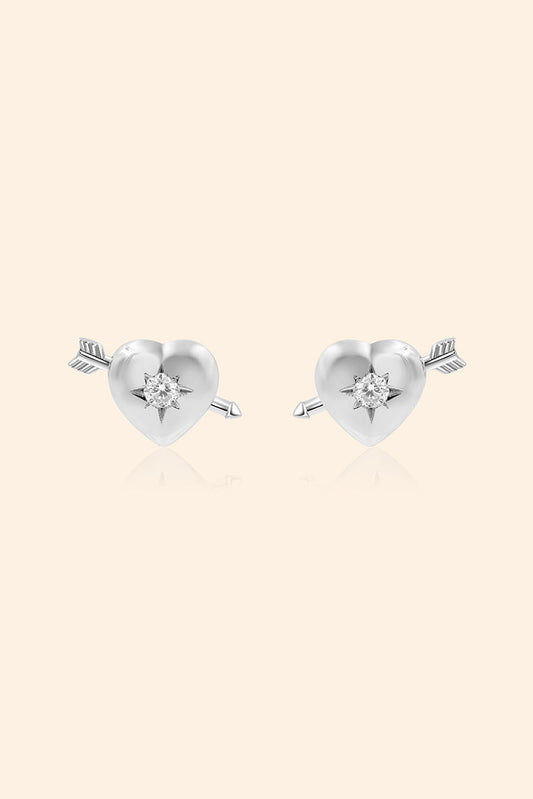 Cupid Heart Silver Stud Earrings