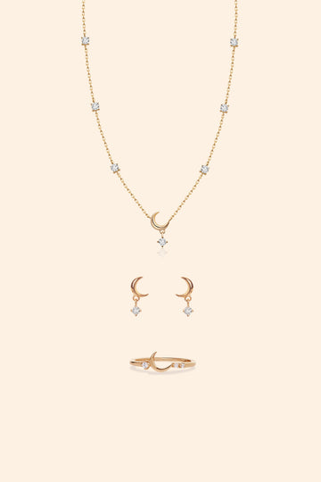 Gold Vermeil Crescent Moon Set