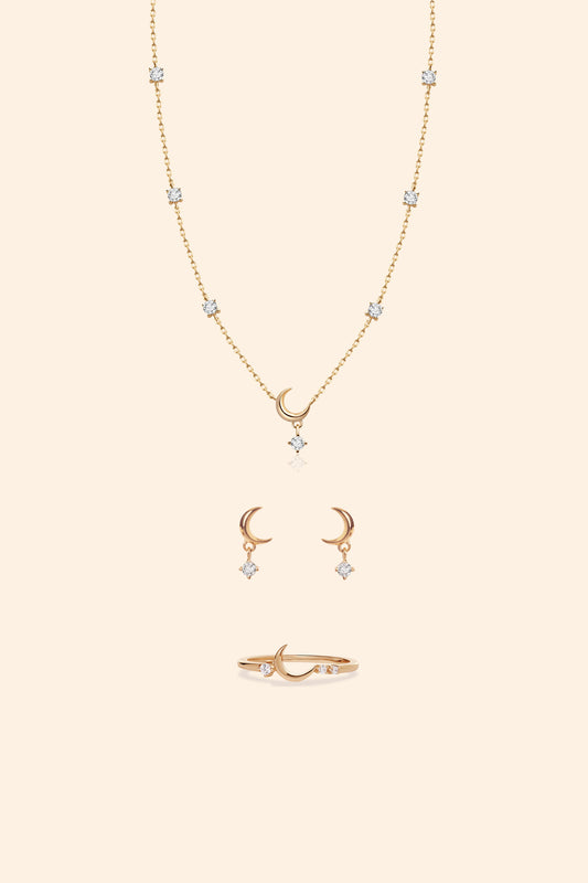 Gold Vermeil Crescent Moon Set