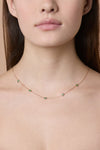 Green Chalcedony Heart Station Necklace