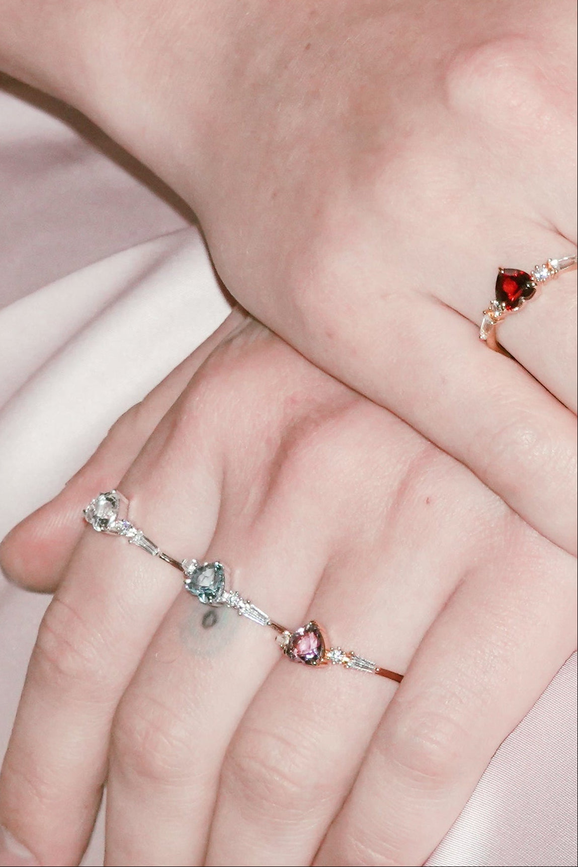 Heart-shaped sky blue topaz ring in silver with baguette diamond accents, vintage-inspired heirloom jewelry gift for her by LIRAE.