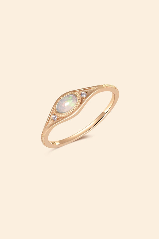 Natural Opal Eye Signet Ring