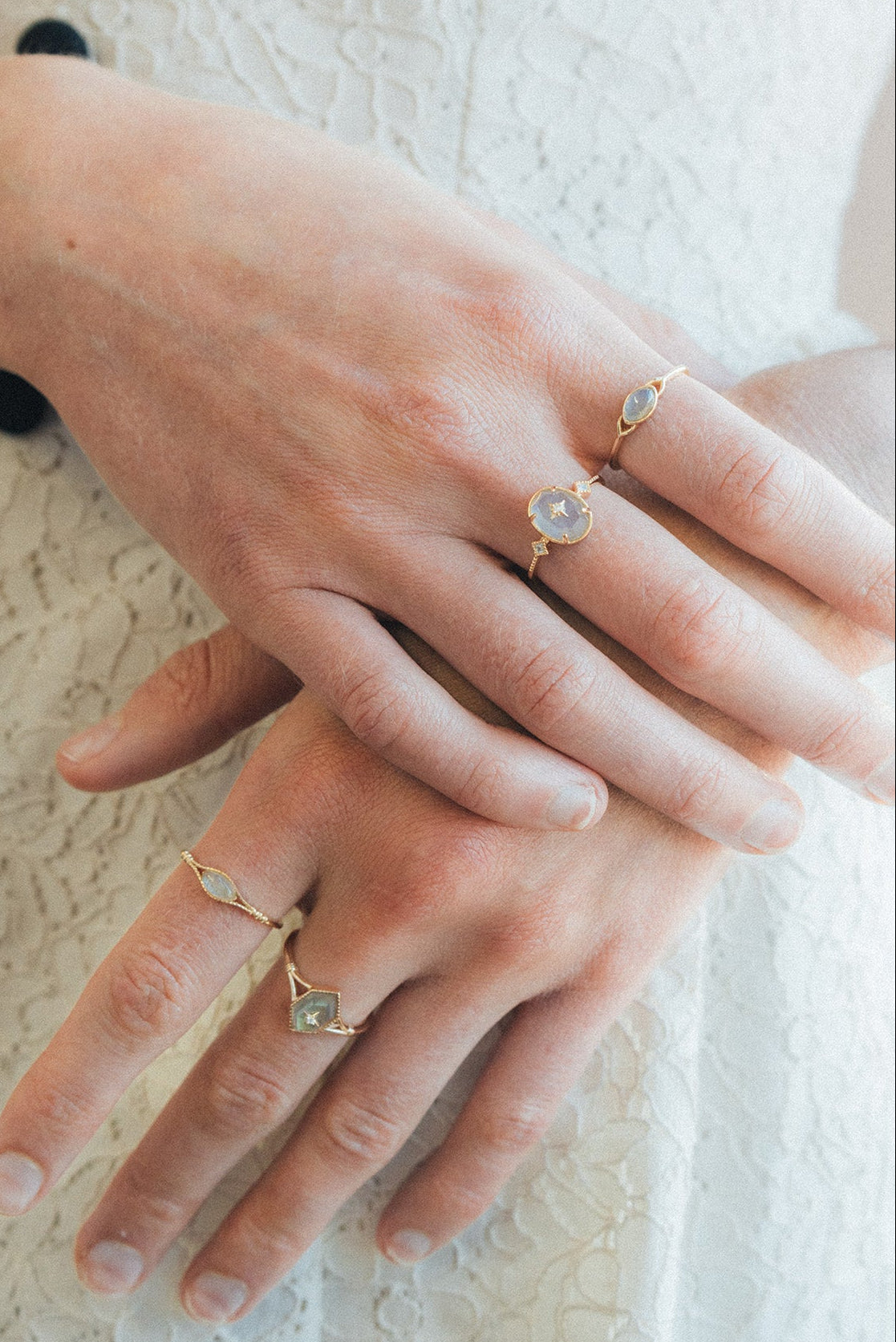 Bold 14k gold oval labradorite statement ring with a central starburst diamond motif and side diamond accents, vintage celestial relic jewelry by LIRAE.