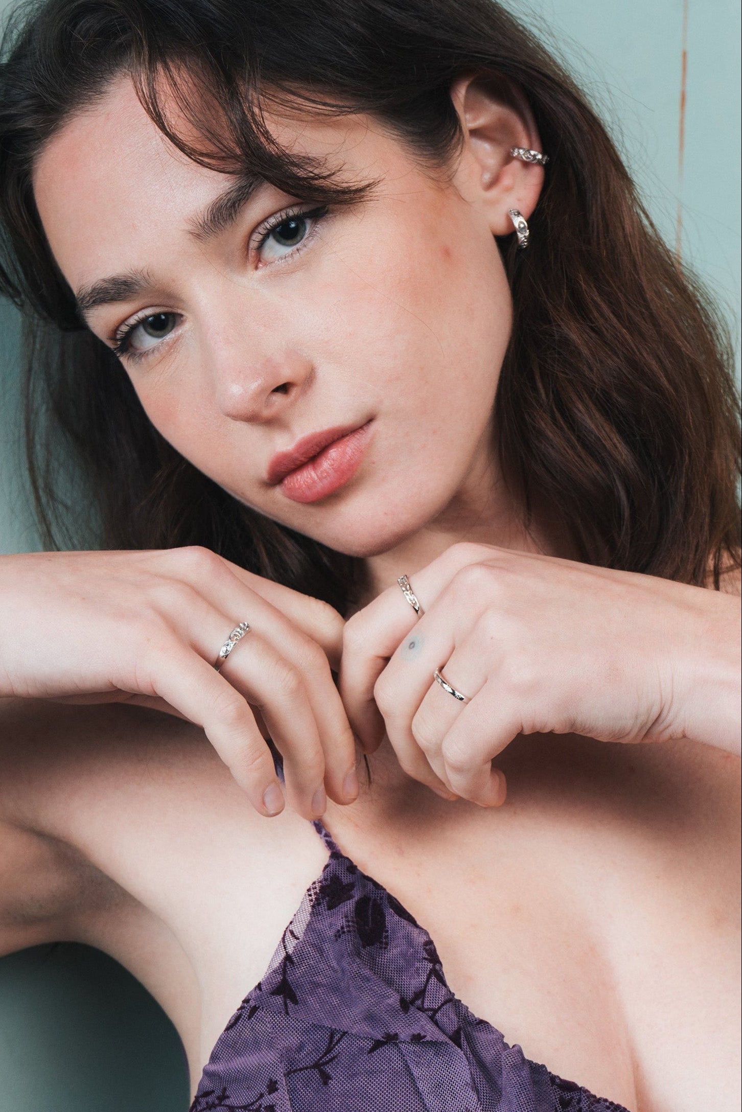 Silver ring with starburst engravings, celestial jewelry by LIRAE.