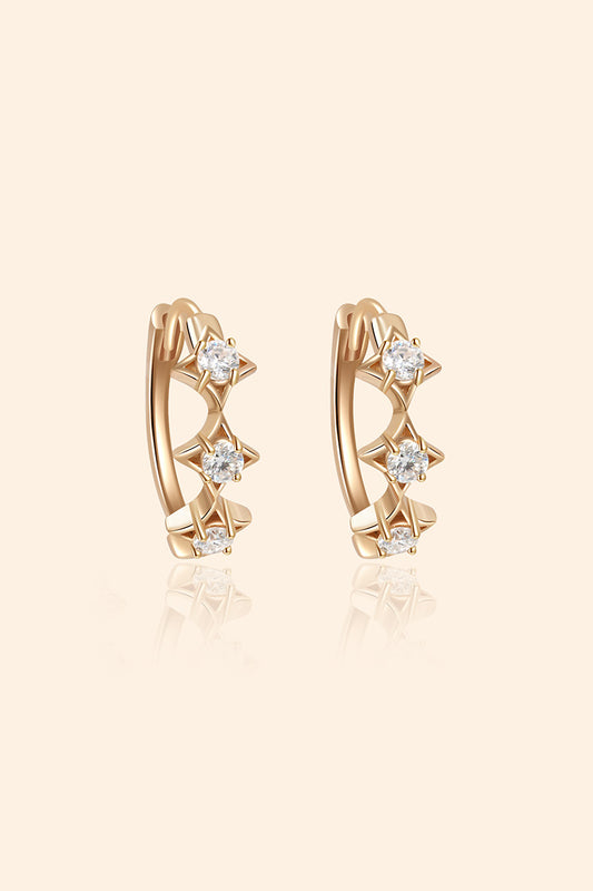 Dainty gold starlight huggie hoop earrings with sparkling moissanite by LIRAE