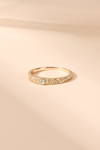 Intricately engraved 14k gold plated filigree band with a center iridescent opal, vintage-inspired scrollwork wedding or stacking ring by LIRAE.