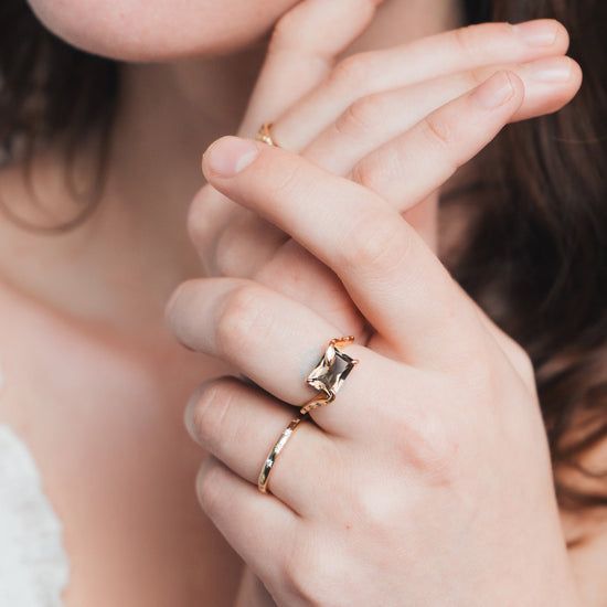 Ring with starburst engravings, celestial jewelry by LIRAE.