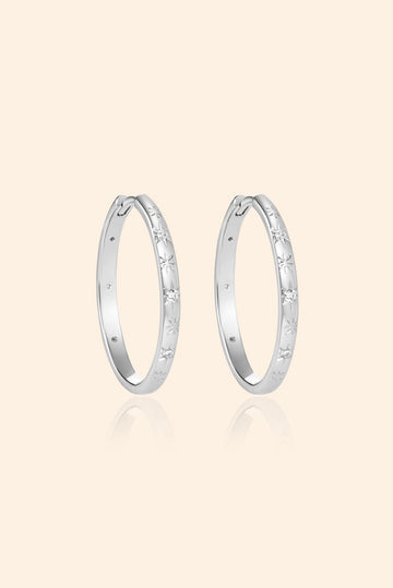 Silver Starlit Whisper Medium Hoops