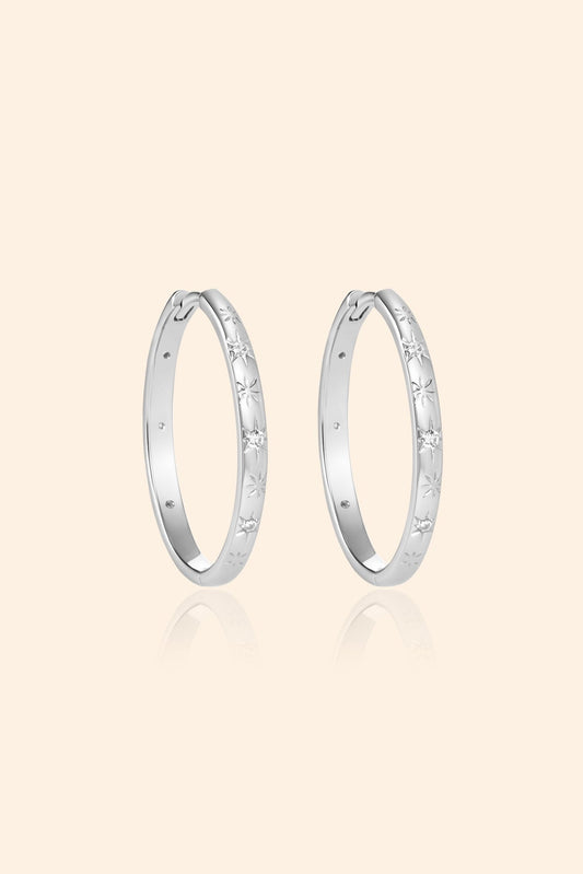 Silver Starlit Whisper Medium Hoops