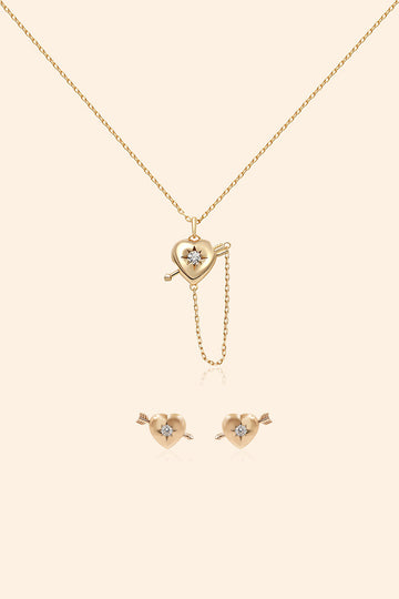 Gold Cupid’s Heart Convertible Jewelry Set